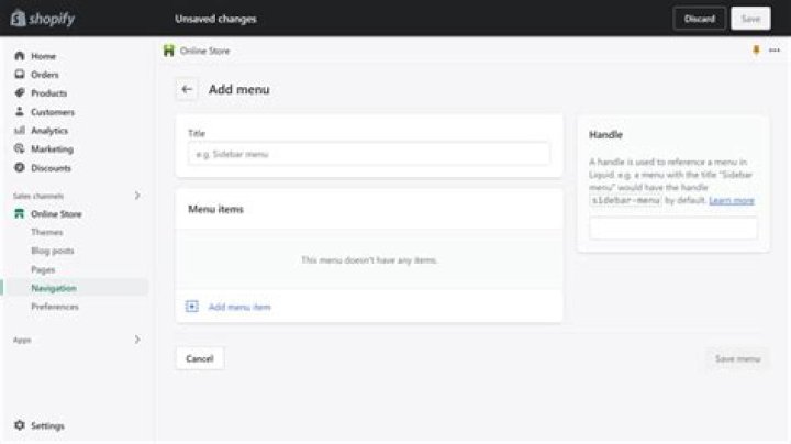 How do I add a menu in Shopify?