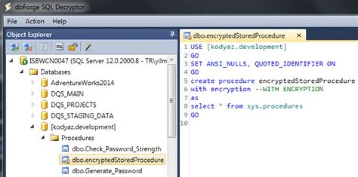 How do I encrypt and decrypt a stored procedure in SQL Server?
