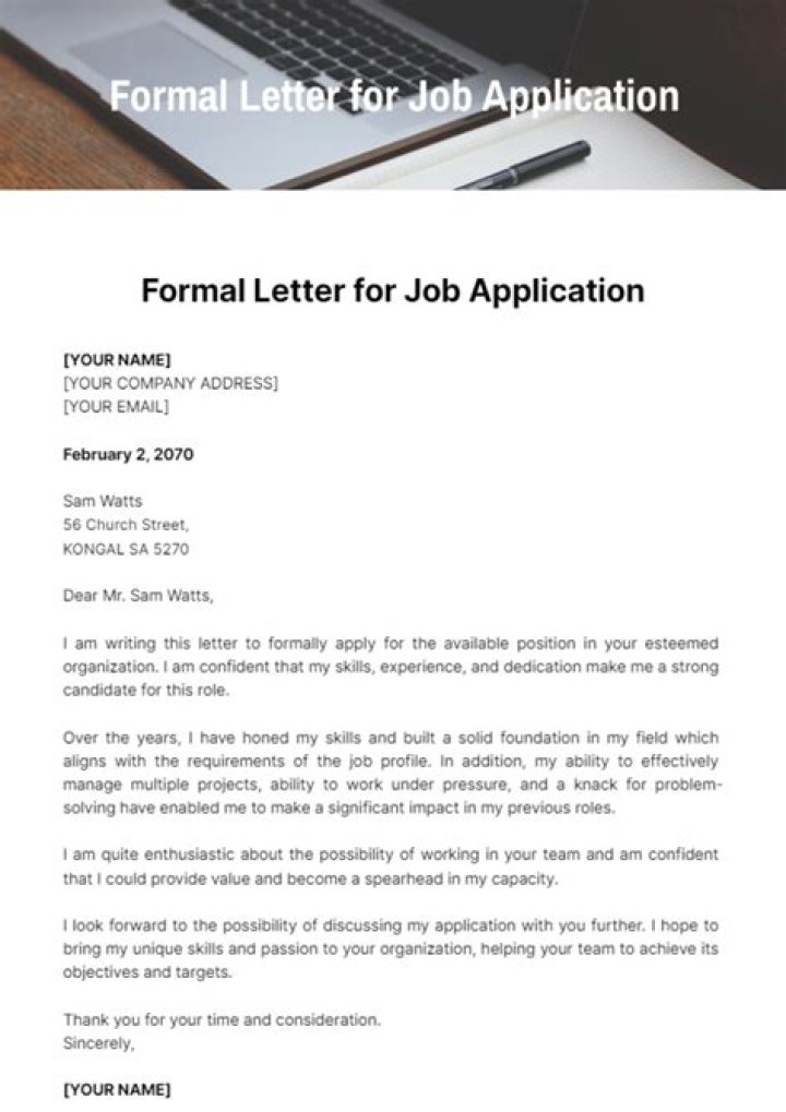 How do you write a formal letter for a job application?