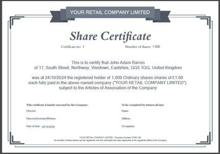Who needs to sign a share certificate?